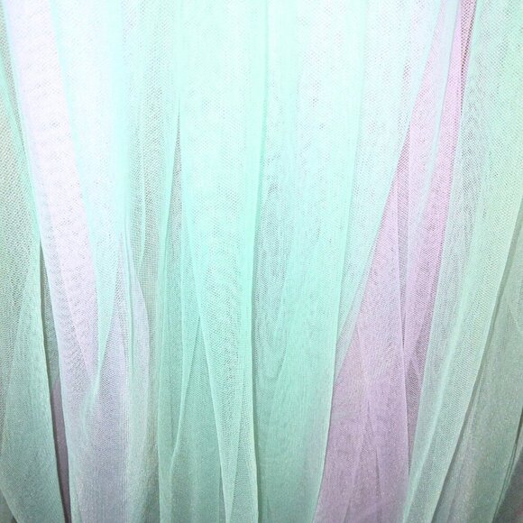 FORMAL TEAL & PURPLE TULLE BALLGOWN W/CRYSTAL & PEARL BODICE EVENING DRESS - Picture 9 of 11